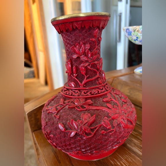 Other - Antique Chinese Red Cinnabar Lacquer Vase